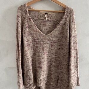 Free People - Multicolor V Neck Knitted Pullover Sweater - Size S